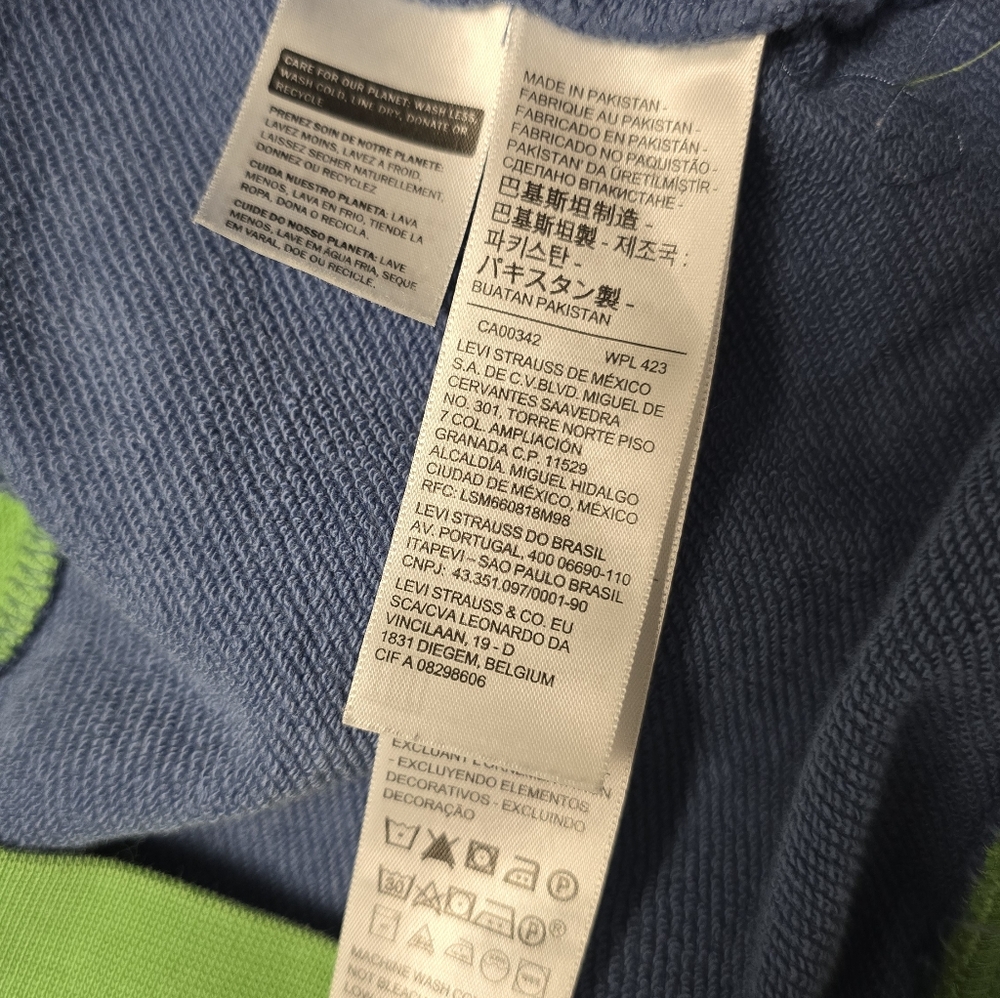 Levi’s Relaxed Quarter Zip Sweatshirt Colorblock Blue Green Size S - Picture 5 of 9